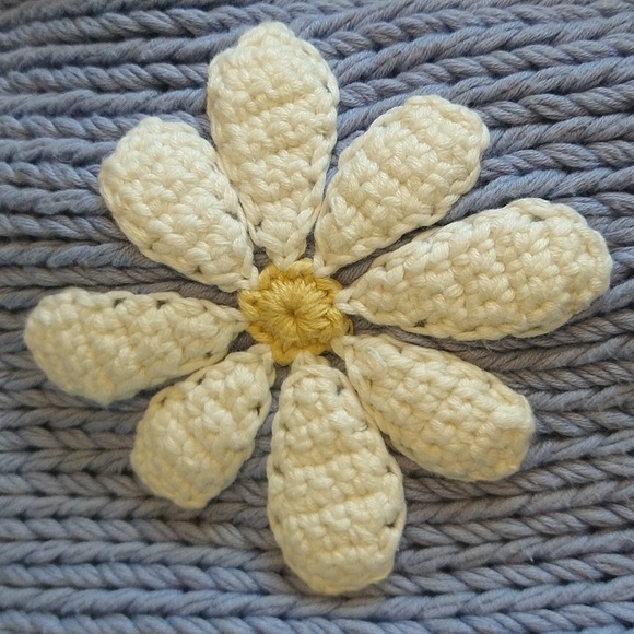 Periwinkle 3D Daisy 100% Cotton Knit Cardigan Sweater - Picture 11 of 16